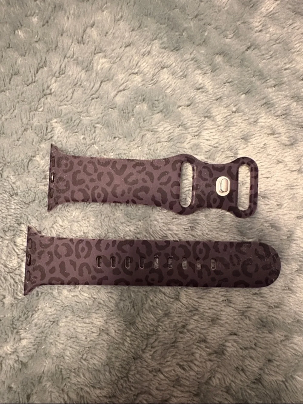 Leopard Print Silicone Apple Watch Band - black and charcoal